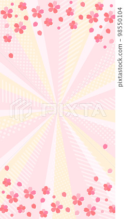 帶有櫻花和可愛流行圖案的垂直輻射背景材料 98550104