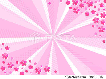Vivid color radiant background material with cherry blossoms and a cute pop pattern Horizontal Vivid color radiant background material with cherry blossoms and a cute pop pattern Horizontal 98550107