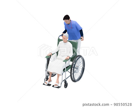 wheelchair man and nurse wheelchair man and nurse 98550528