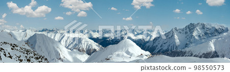 Silvretta Alps winter view (Austria). Panorama. 98550573