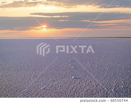 Sunset Genichesk pink  salty lake, Ukraine 98550744