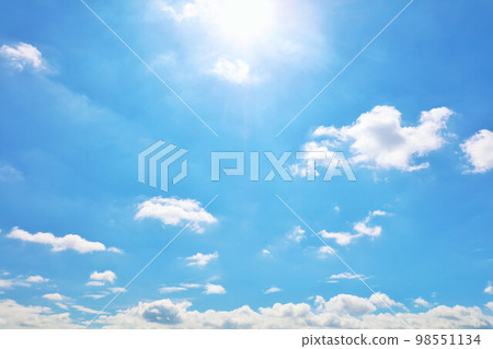 Summer blue sky, clouds and sun Summer blue sky, clouds and sun 98551134