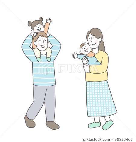 Family of four enjoying a walk 98553465
