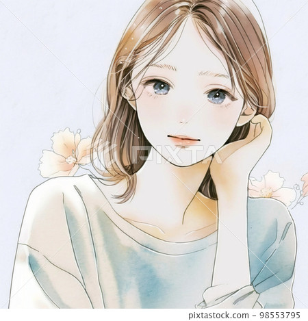 Illustration of a beautiful older sister Watercolor style "AI-generated image" 98553795