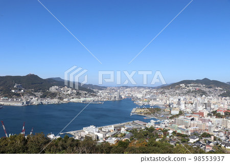 The clear Nagasaki Port seen from the hill, the center of Nagasaki City The clear Nagasaki Port seen from the hill, the center of Nagasaki City 98553937