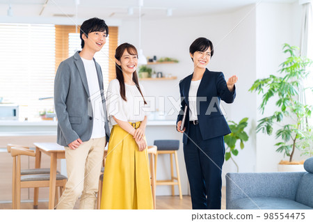 Husband and wife couple family real estate living room business sales 98554475