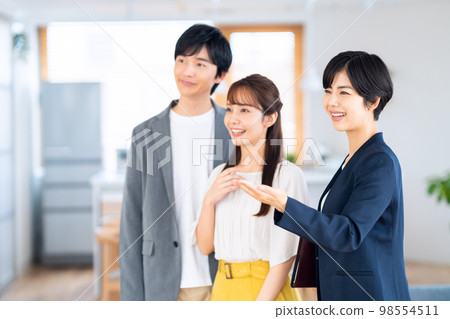 Husband and wife couple family real estate living room business sales Husband and wife couple family real estate living room business sales 98554511