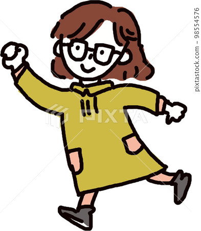 hand drawn illustration of a cheerful girl 98554576