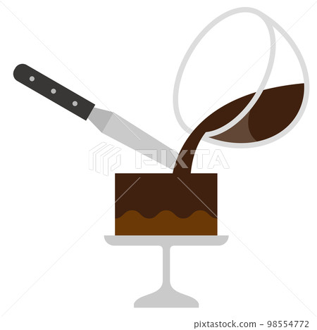 把巧克力倒在海綿蛋糕上 98554772