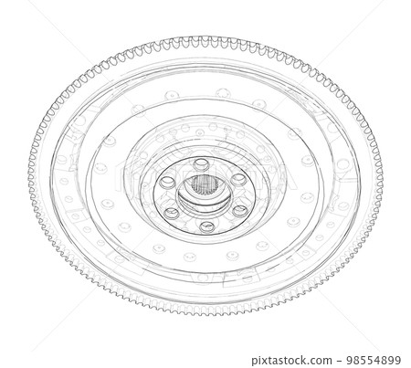 Sketch of clutch basket for the car. Vector 98554899