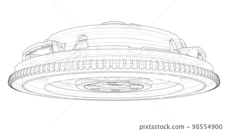 Sketch of clutch basket for the car. Vector 98554900