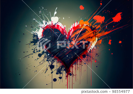 3d heart made of multicolored paint in expression. Generative AI 3d heart made of multicolored paint in expression. Generative AI 98554977