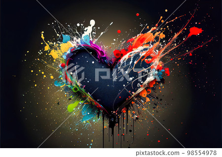 3d heart made of multicolored paint in expression. Generative AI 3d heart made of multicolored paint in expression. Generative AI 98554978