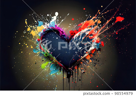 3d heart made of multicolored paint in expression. Generative AI 3d heart made of multicolored paint in expression. Generative AI 98554979