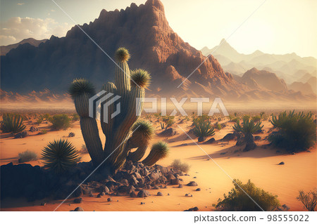 drawing desert realism. Generative AI 98555022