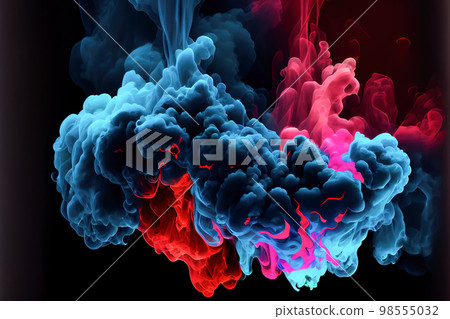 multicolored paint in water background 3d. Generative AI 98555032
