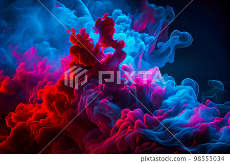 multicolored paint in water background 3d. Generative AI multicolored paint in water background 3d. Generative AI 98555034