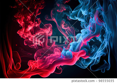 multicolored paint in water background 3d. Generative AI 98555035