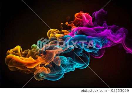 multicolored paint in water background 3d. Generative AI multicolored paint in water background 3d. Generative AI 98555039