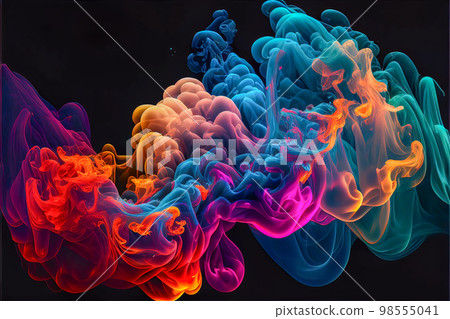 multicolored paint in water background 3d. Generative AI multicolored paint in water background 3d. Generative AI 98555041