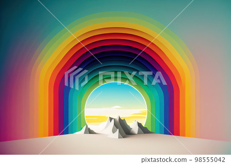 colorful rainbow drawing. Generative AI 98555042