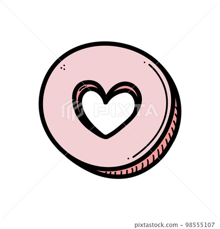 Valentines day decorated doodle cookie. Valentines day decorated doodle cookie. 98555107