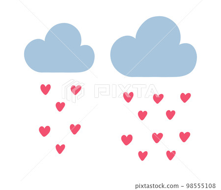 Hand drawn cloud raining with hearts doodle Hand drawn cloud raining with hearts doodle 98555108