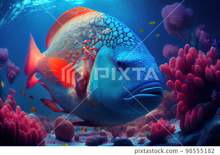 fish and corals. underwater world of the red world. Generative AI fish and corals. underwater world of the red world. Generative AI 98555182