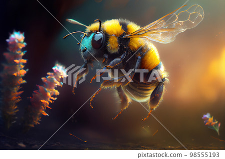 3d bee. drawing of a bee. Generative AI 98555193