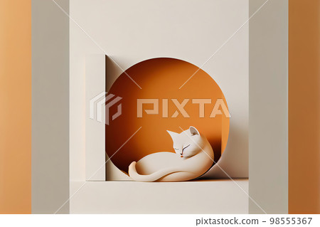 figure cat minimalism. Generative AI figure cat minimalism. Generative AI 98555367