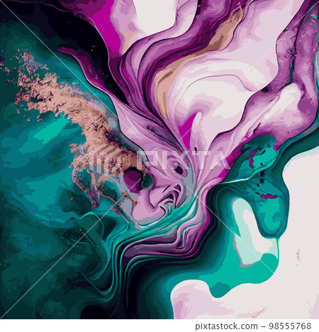 Marble texture design, colorful multicolored marble surface, curved lines, bright abstract design background - Vector 98555768