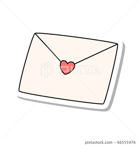 貼紙風格情人節插畫情書 貼紙風格情人節插畫情書 98555976