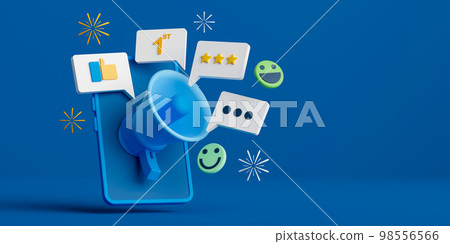 3d rendering online customer service rating. Concept feedback and review. 98556566