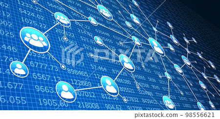 Concept image of communication network, digital data, and social network 98556621