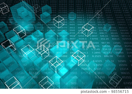 Digital data and rows of cubes, abstract image expressing digital 98556715