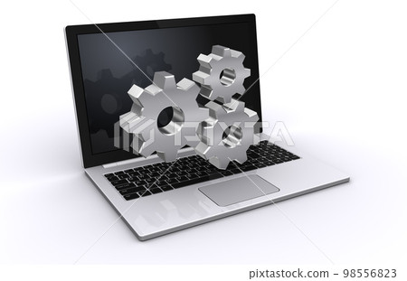 Laptop and gear icon, computer setting image Laptop and gear icon, computer setting image 98556823