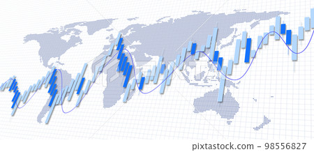 經濟圖表和世界地圖，世界金融形勢 98556827