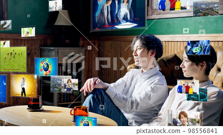 Couple watching the video 98556841