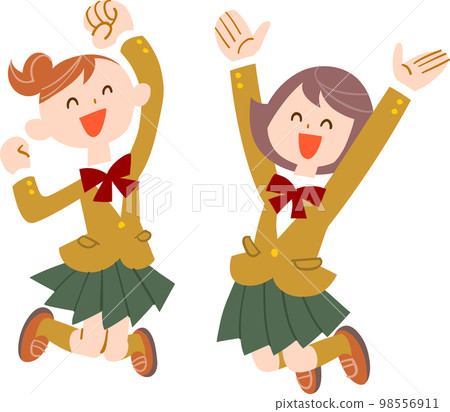 女學生快樂地跳 女學生快樂地跳 98556911
