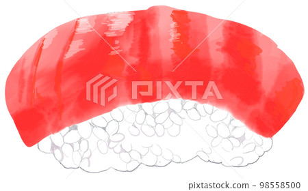 Watercolor-style tuna sushi illustration 98558500