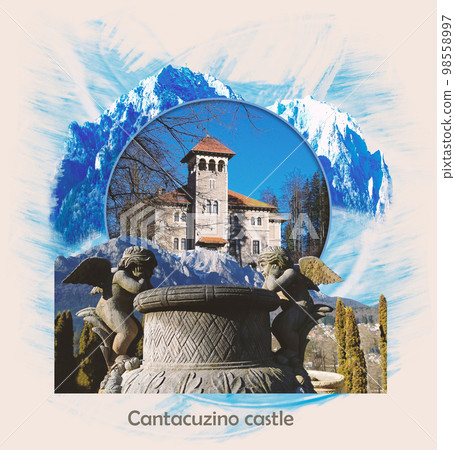 Cantacuzino Castle and yard in a sunny day. Ancient castle in Busteni, Romania and the Carpathian Mountains Cantacuzino Castle and yard in a sunny day. Ancient castle in Busteni, Romania and the Carpathian Mountains 98558997