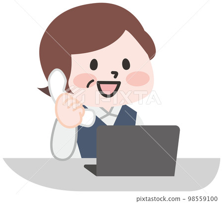 Senior female clerk making a phone call 98559100