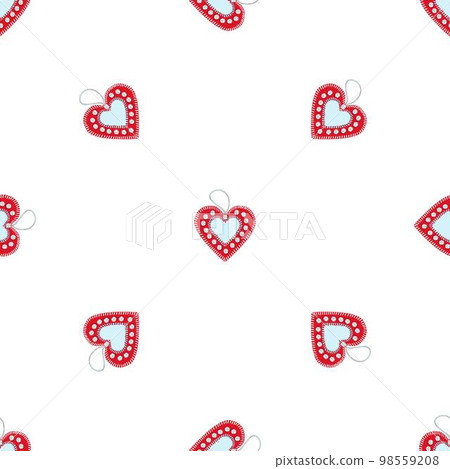 Heart Christmas tree toy pattern seamless background texture repeat wallpaper geometric vector 98559208