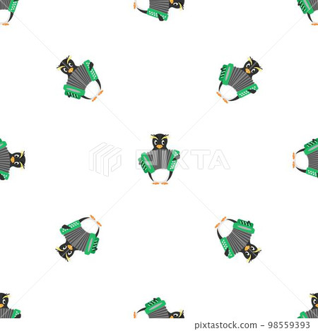 Penguin with harmonica pattern seamless background texture repeat wallpaper geometric vector 98559393