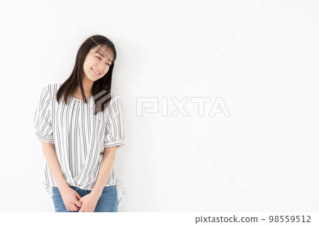 Female portrait profile smile Female portrait profile smile 98559512