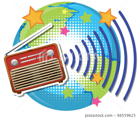 Vintage transistor radio cartoon Vintage transistor radio cartoon 98559625