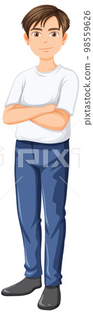 A man wearing jean cartoon character A man wearing jean cartoon character 98559626