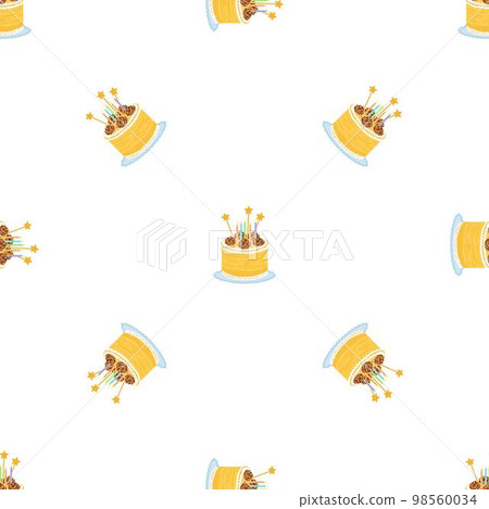 Star birthday cake pattern seamless background texture repeat wallpaper geometric vector 98560034