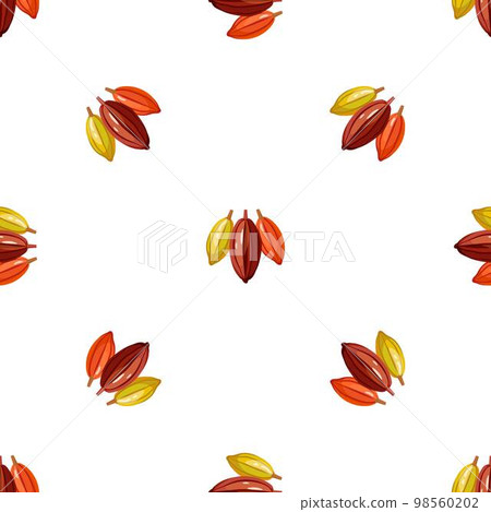 Cocoa tree pod pattern seamless background texture repeat wallpaper geometric vector 98560202