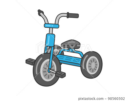 淺藍色兒童三輪車插畫（帶邊框） 98560302
